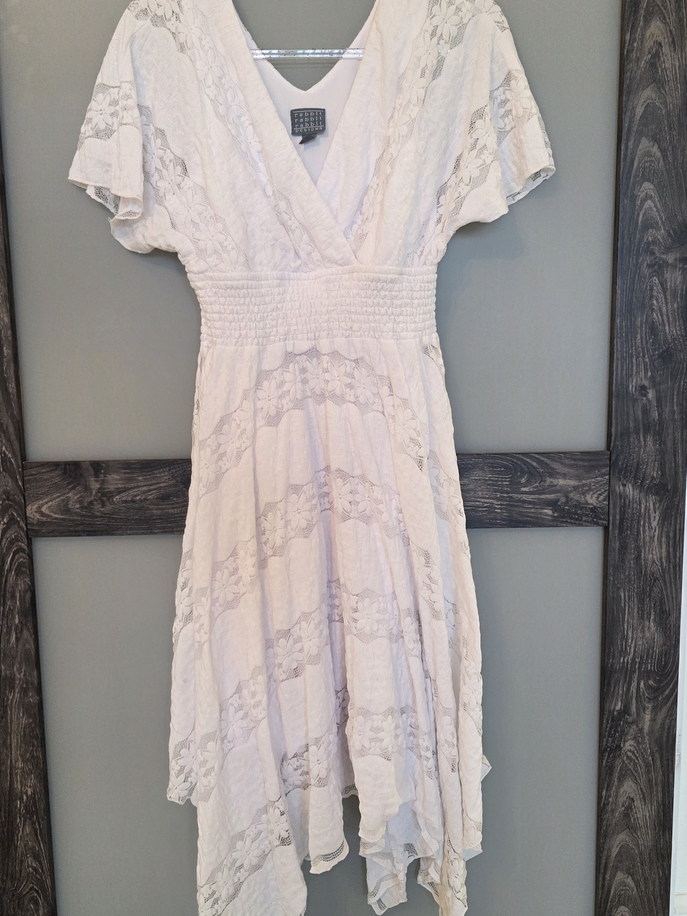 Rabbit Rabbit Rabbit Design White Lace Dress, Size 8 - Picture 6 of 12
